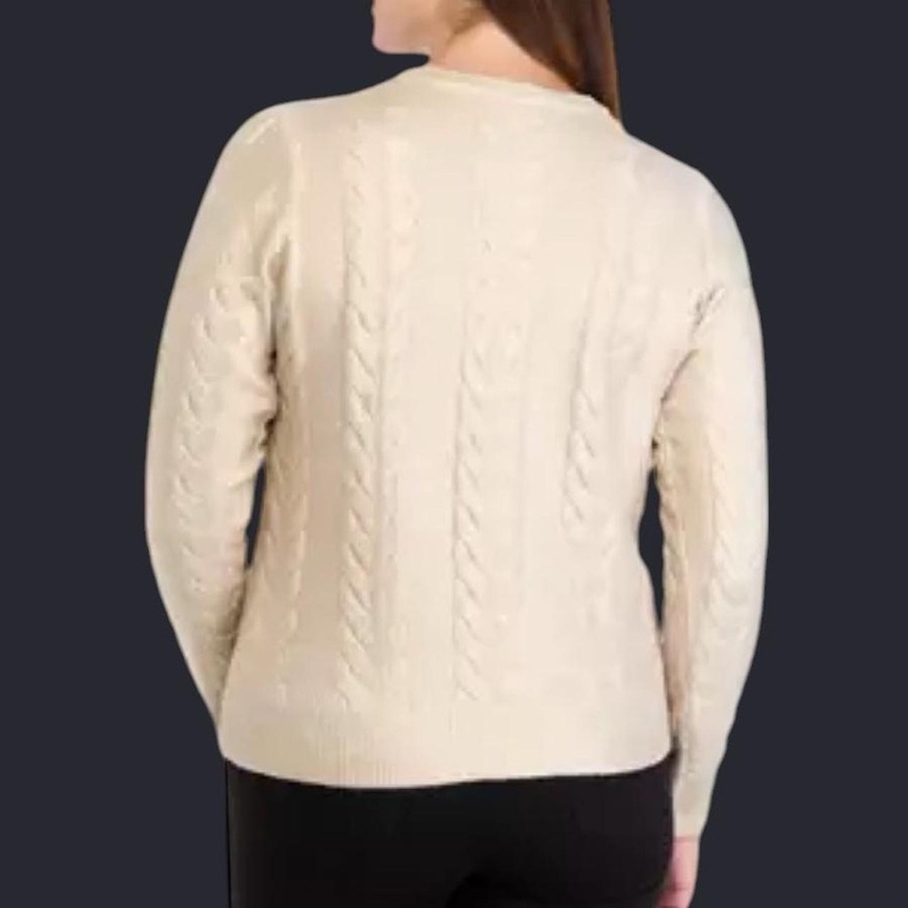 Crown & Ivy Cable Knit Gold Metallic Sweater - Size PM (Petite Medium) NWT - Picture 3 of 9